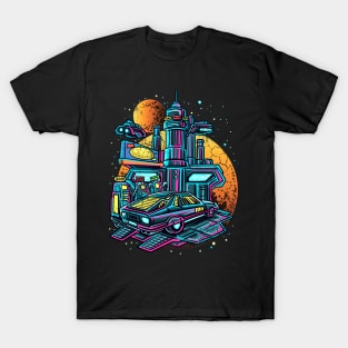 Sci Fi Retro Gas Station Space Car Crafts UAPS UFO T-Shirt